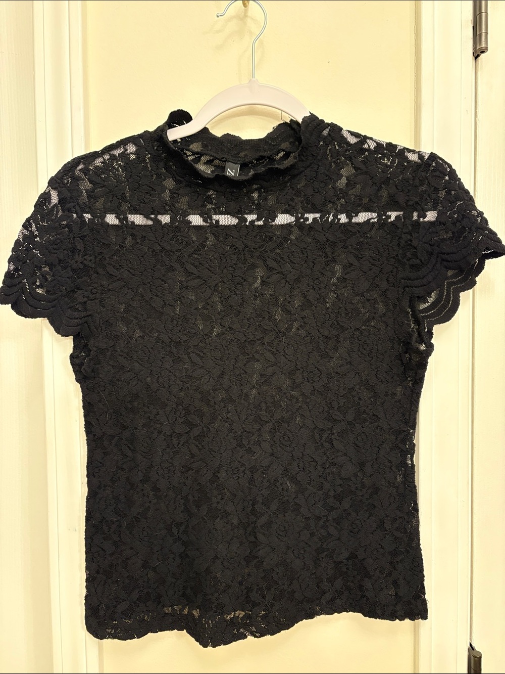 Zara Black Lace Short Sleeve Top